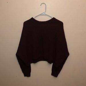 Dark Purple Batwing Sleeved Oversized Sweater